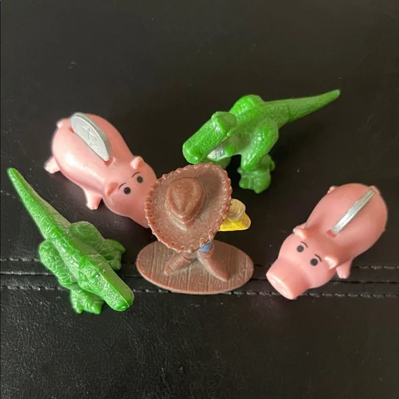 Disney Toy Story Woody, Rex, and Hamm Figurines - Green, Pink, Yellow - Picture 2 of 3